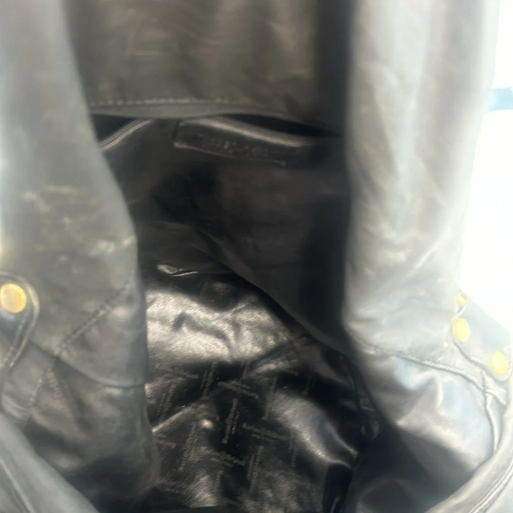 Marino Orlandi Bucket black leather and nylon swing bag
